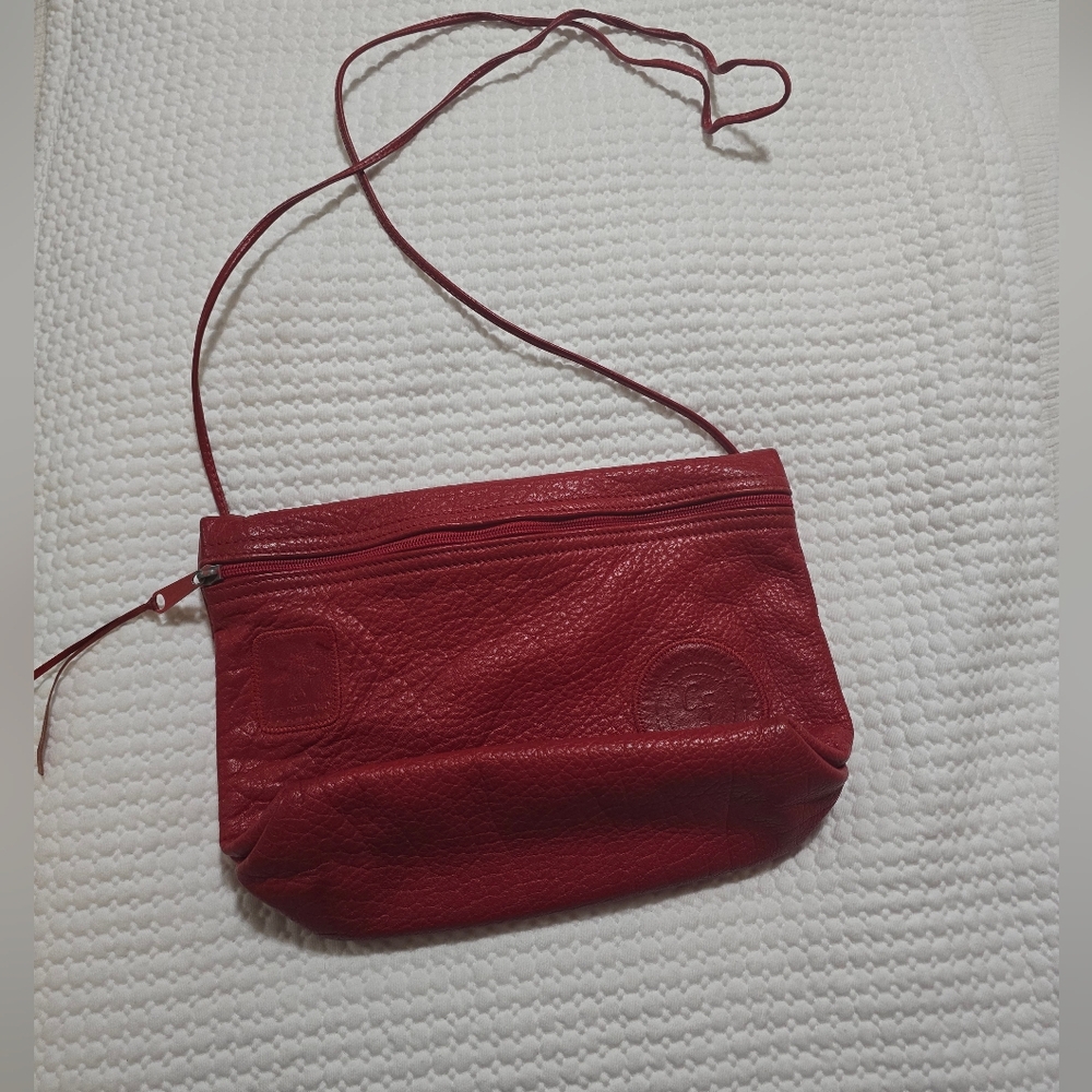 Vintage Carlos Falchi Classic Red Leather Crossbody Bag